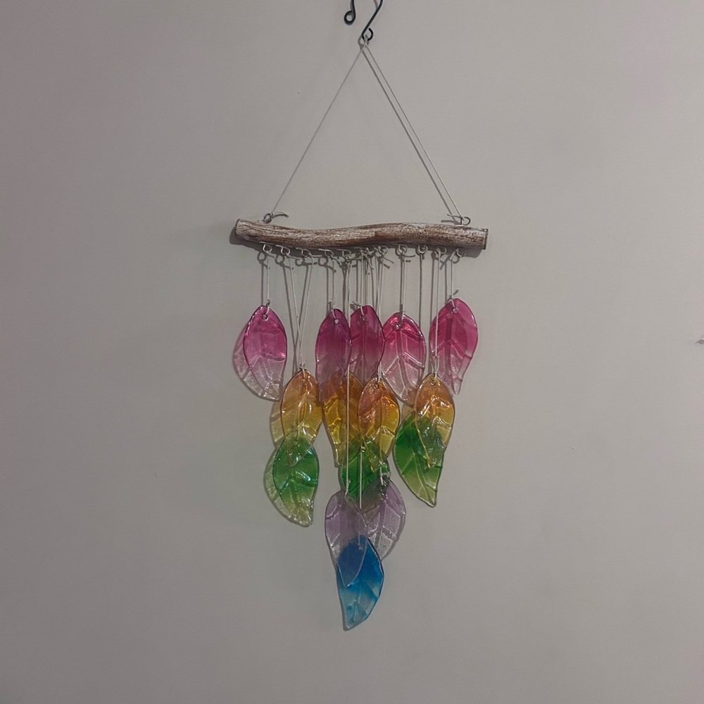 Colorful Leaf Glass Wind Chime - Picture 6 of 8